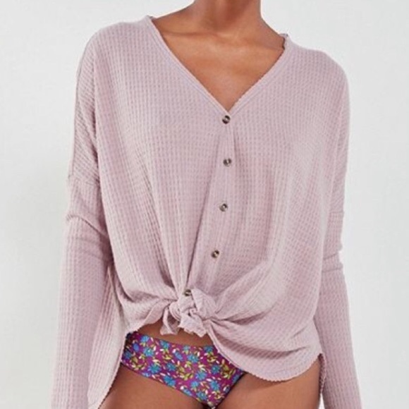 Urban Outfitters Tops - Urban Outfitters Oversized Thermal Tie Cardigan